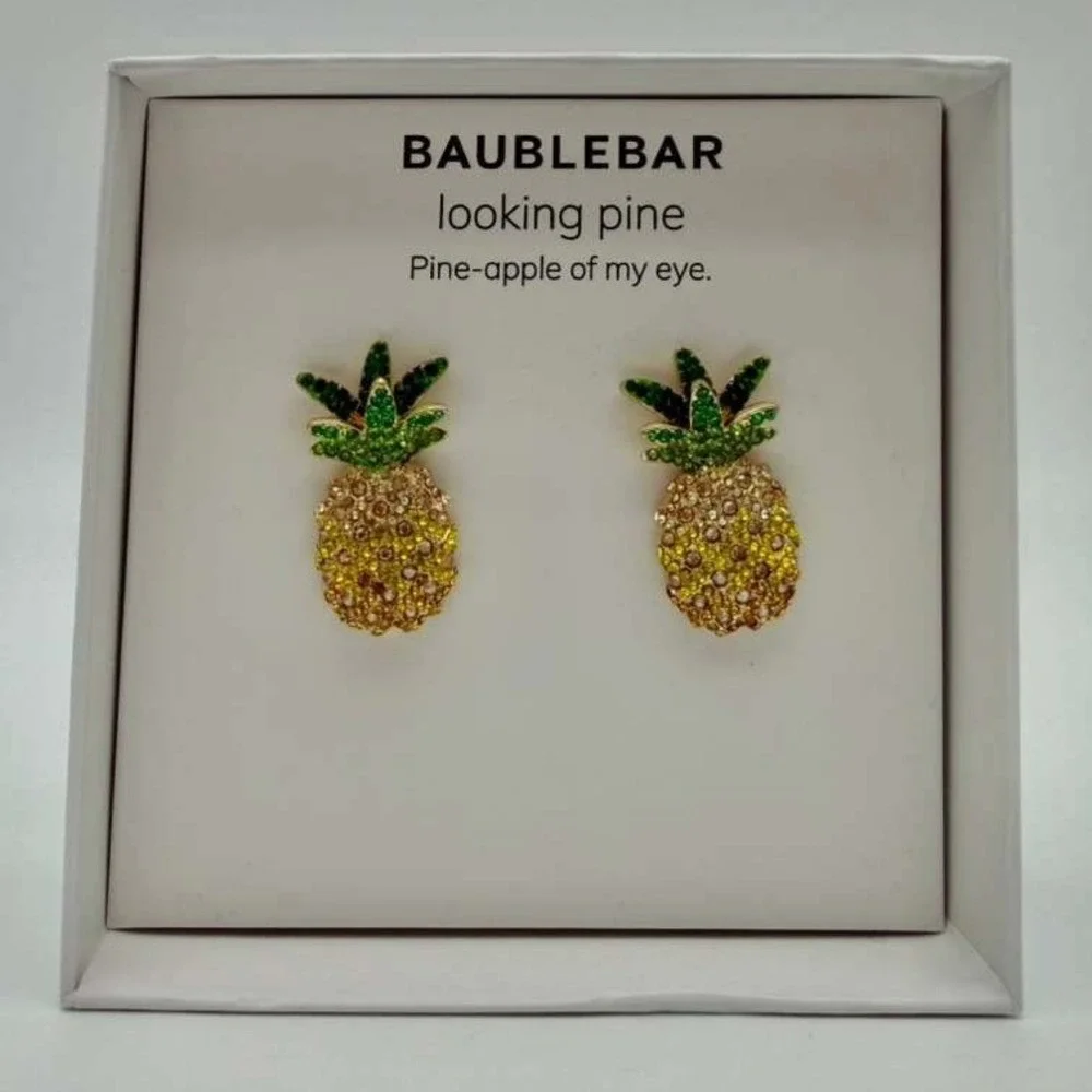 BaubleBar Pineapple Pave Crystal Statement Ring - Gold‎ Tone - NWT